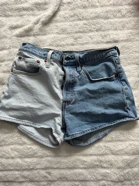 Discontinued Levi's Two-Tone Light & Medium Blue Denim Shorts
